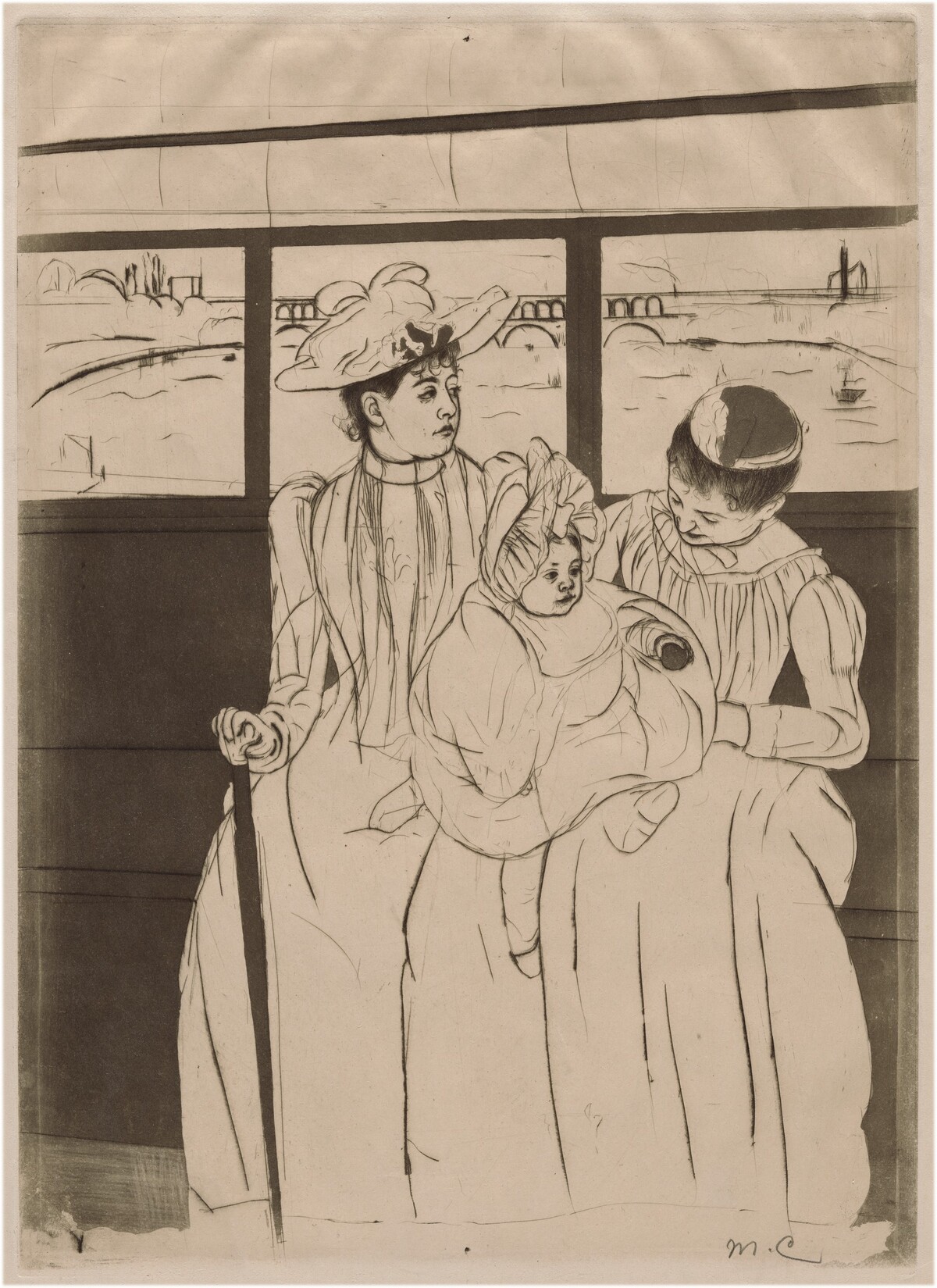 In the Omnibus by Mary Cassatt