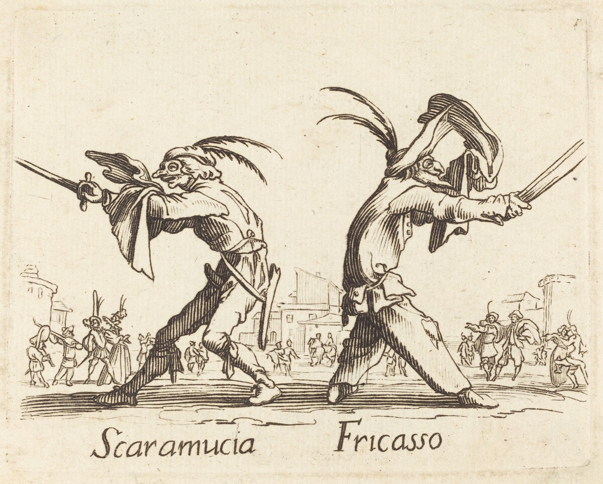 Scaramucia and Fricasso by after Jacques Callot