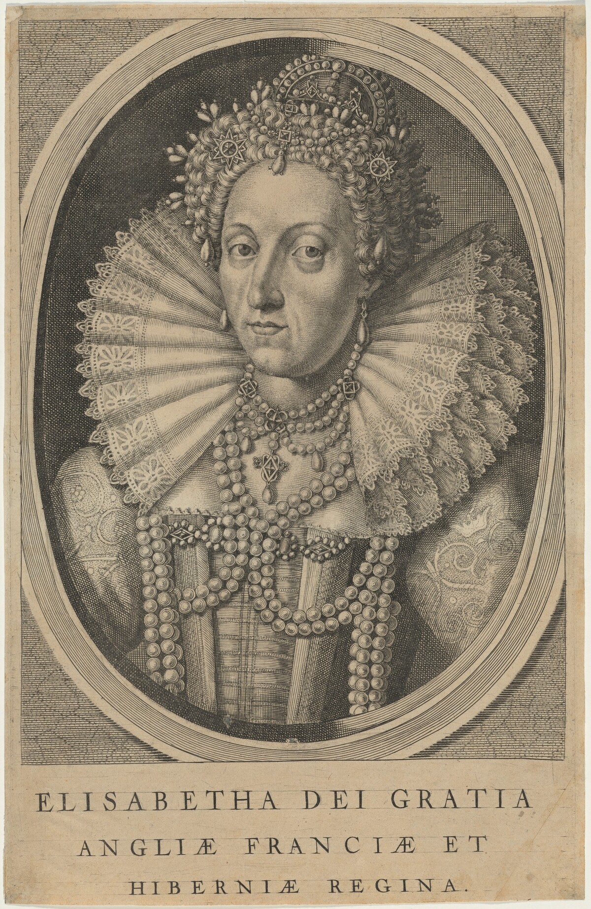 Queen Elizabeth by after Crispijn de Passe I after Isaac Oliver