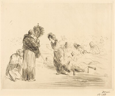 Le miraculé devant l'ostensoir (4e planche) (The Miracle before the Blessed Sacrament) (fourth plate)