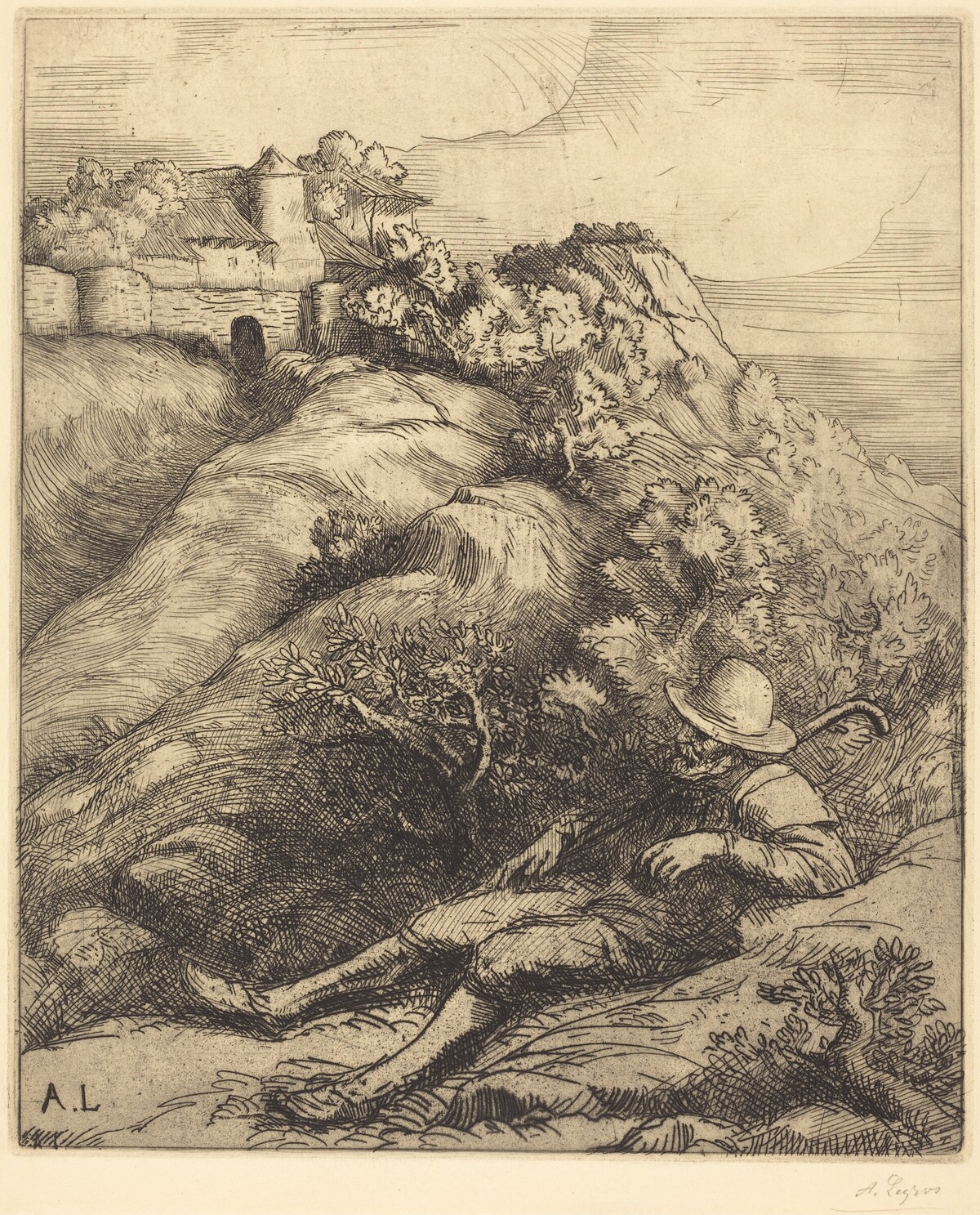 Sleeping Shepherd (Le repos du berger) by Alphonse Legros