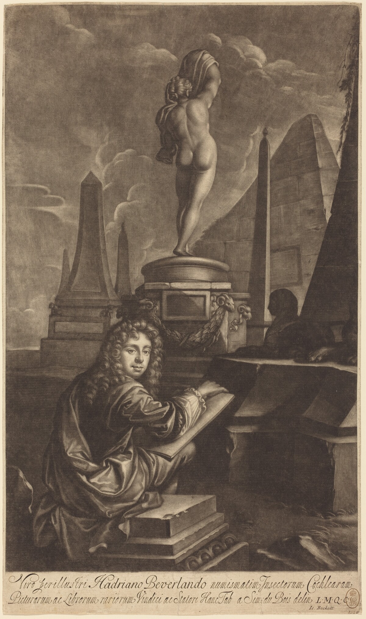 Adrian Beverland Drawing from a Statue by Isaak Beckett after Simon du Bois