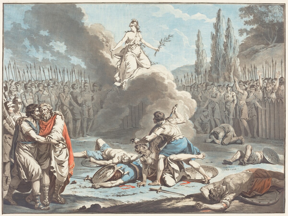 The Combat of the Horatii and the Curatii by Jean-François Janinet after Jean-Jacques-François Le Barbier I