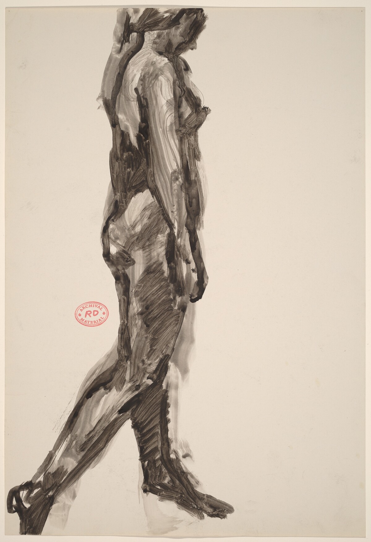 Untitled [striding female nude: side view] by Richard Diebenkorn