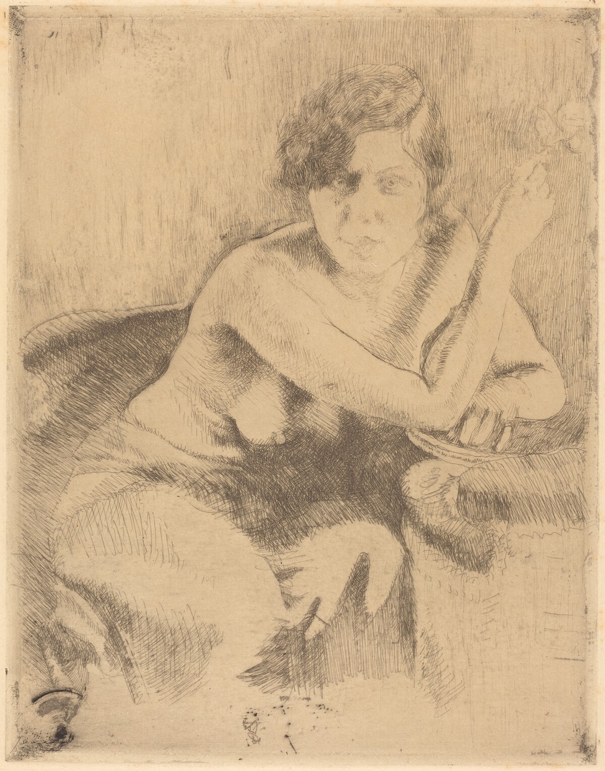 Seated Nude with a Cigarette by Albert Besnard