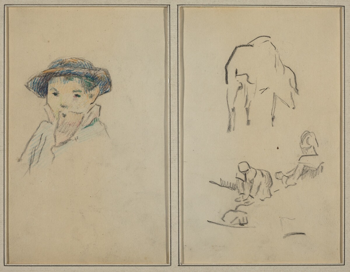 Little Breton Boy; A Pig and a Washerwoman [recto] by Paul Gauguin