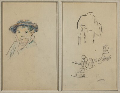 Little Breton Boy; A Pig and a Washerwoman [recto]