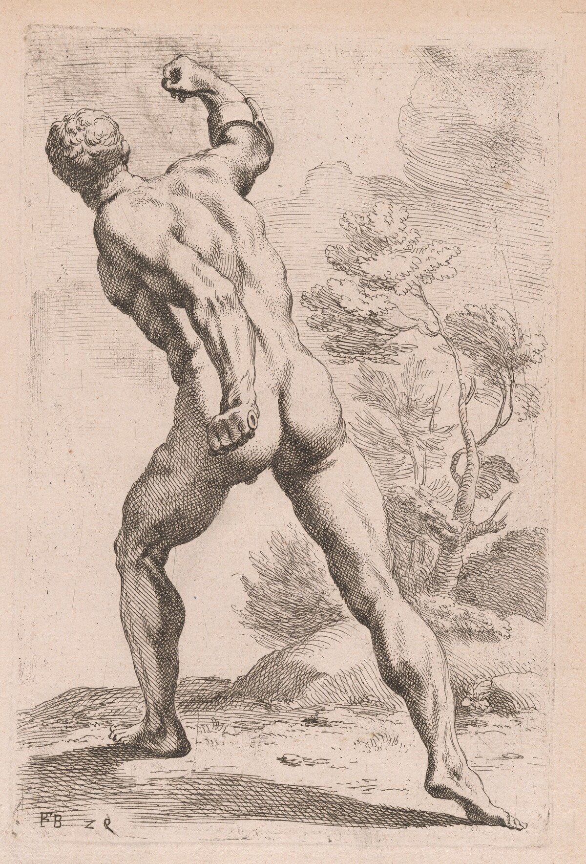 The Borghese Gladiator, back view [plate 29] by François Perrier