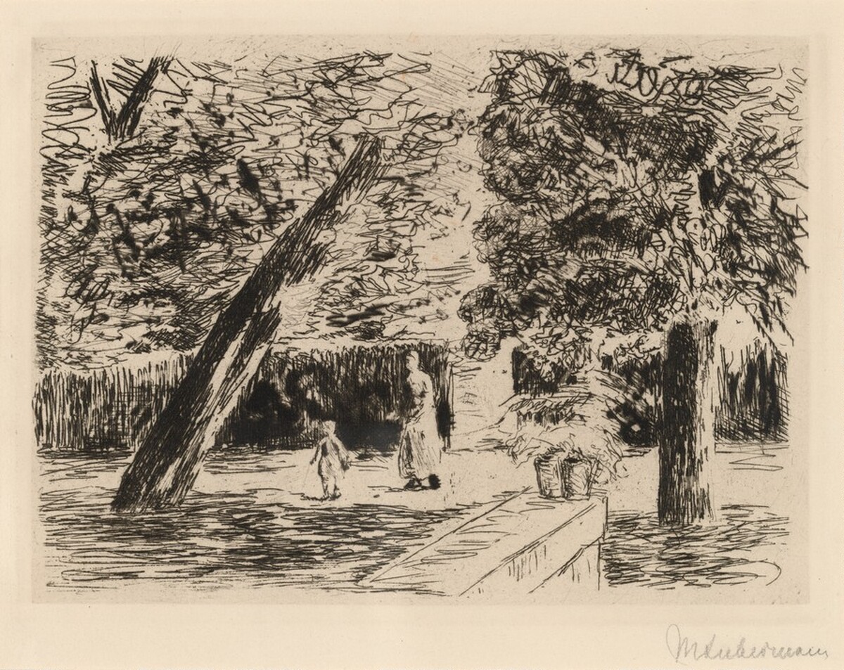 Woman and Child in Garden by Max Liebermann