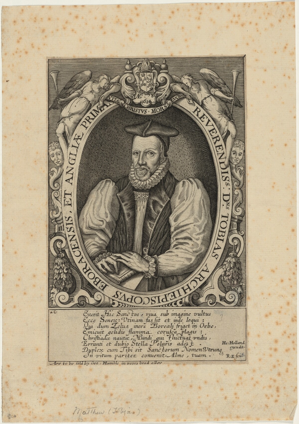 Tobias Matthew, D.D., Archbishop of York by Renold Elstrack