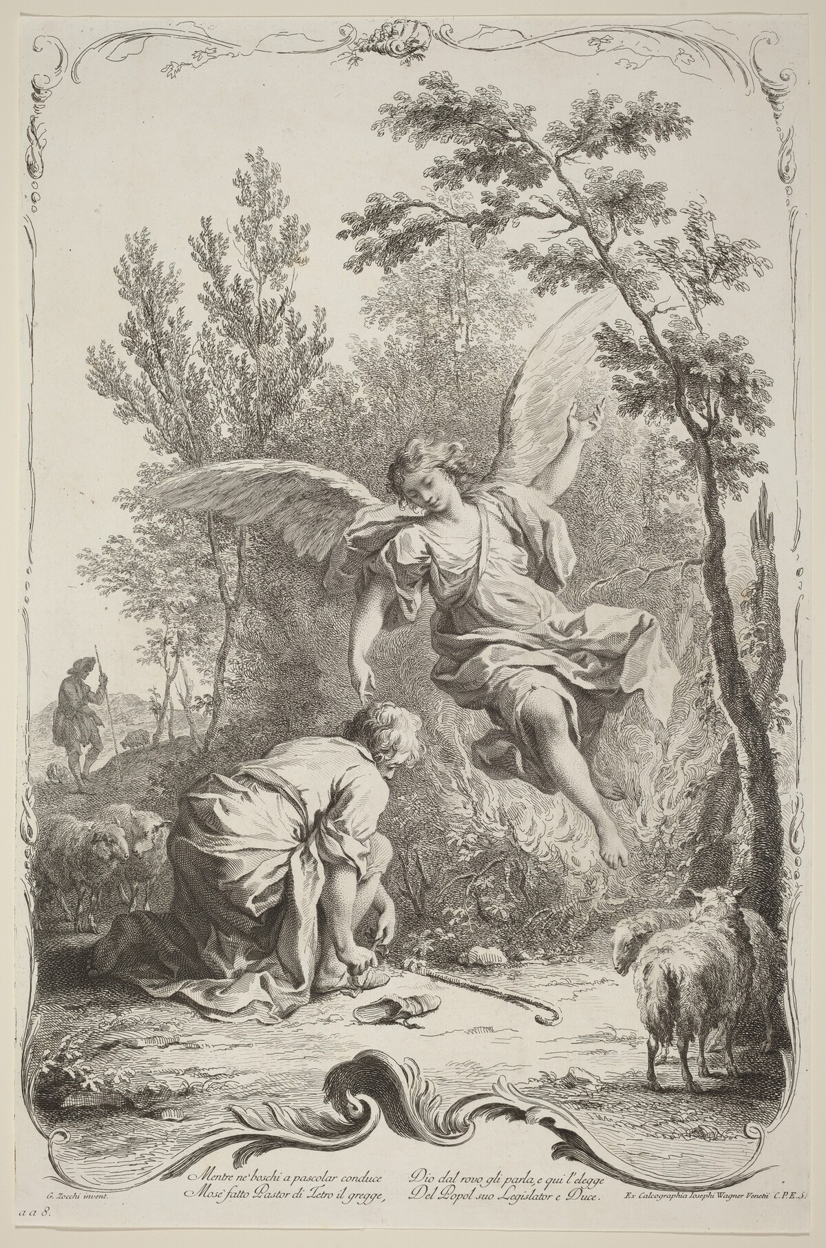 Moses and the Burning Bush by Joseph Wagner (publisher) after Giuseppe Zocchi