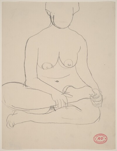 Untitled [female nude sitting cross-legged]