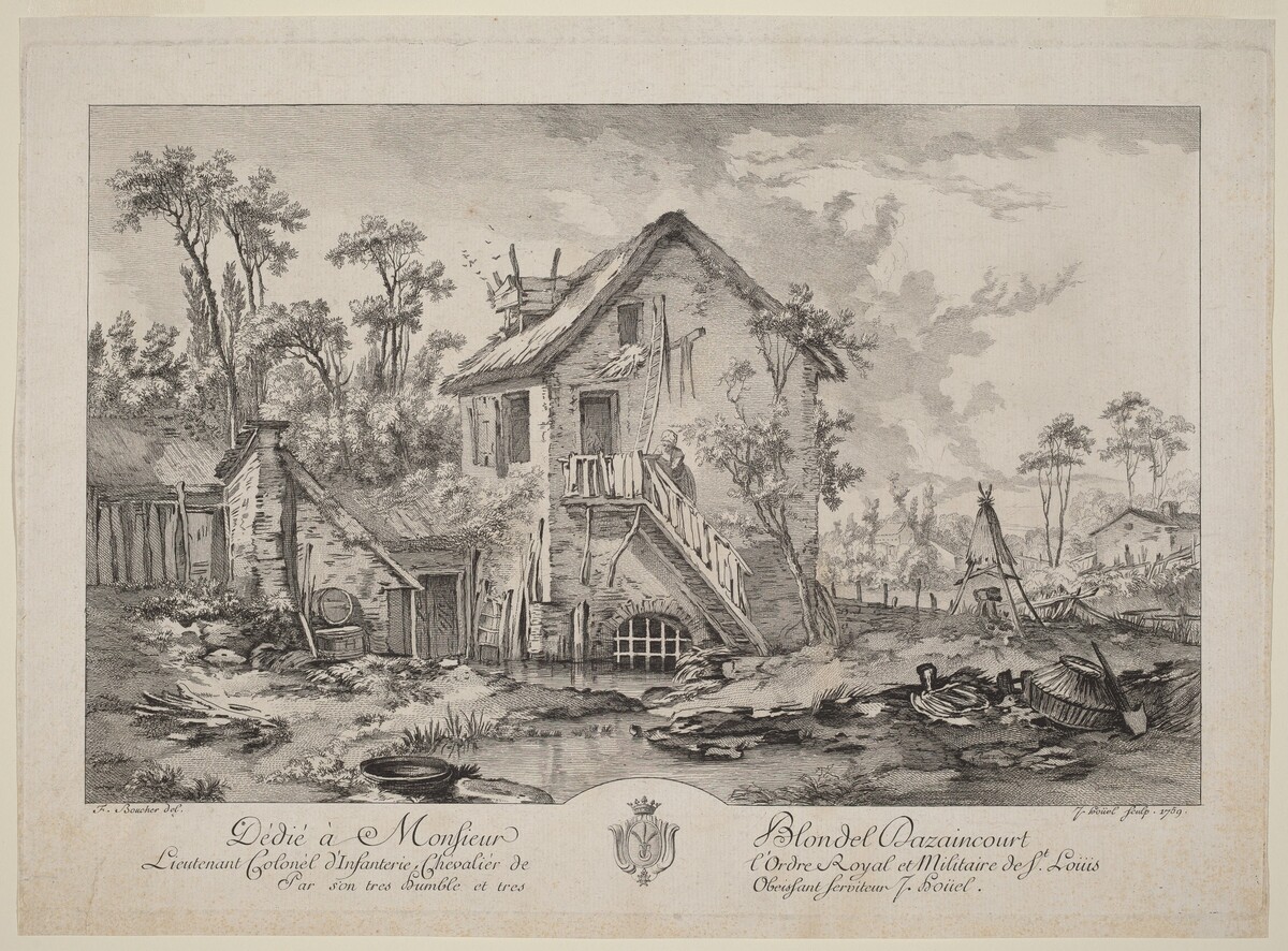 Farmyard by Jean-Pierre-Louis-Laurent Hoüel after François Boucher