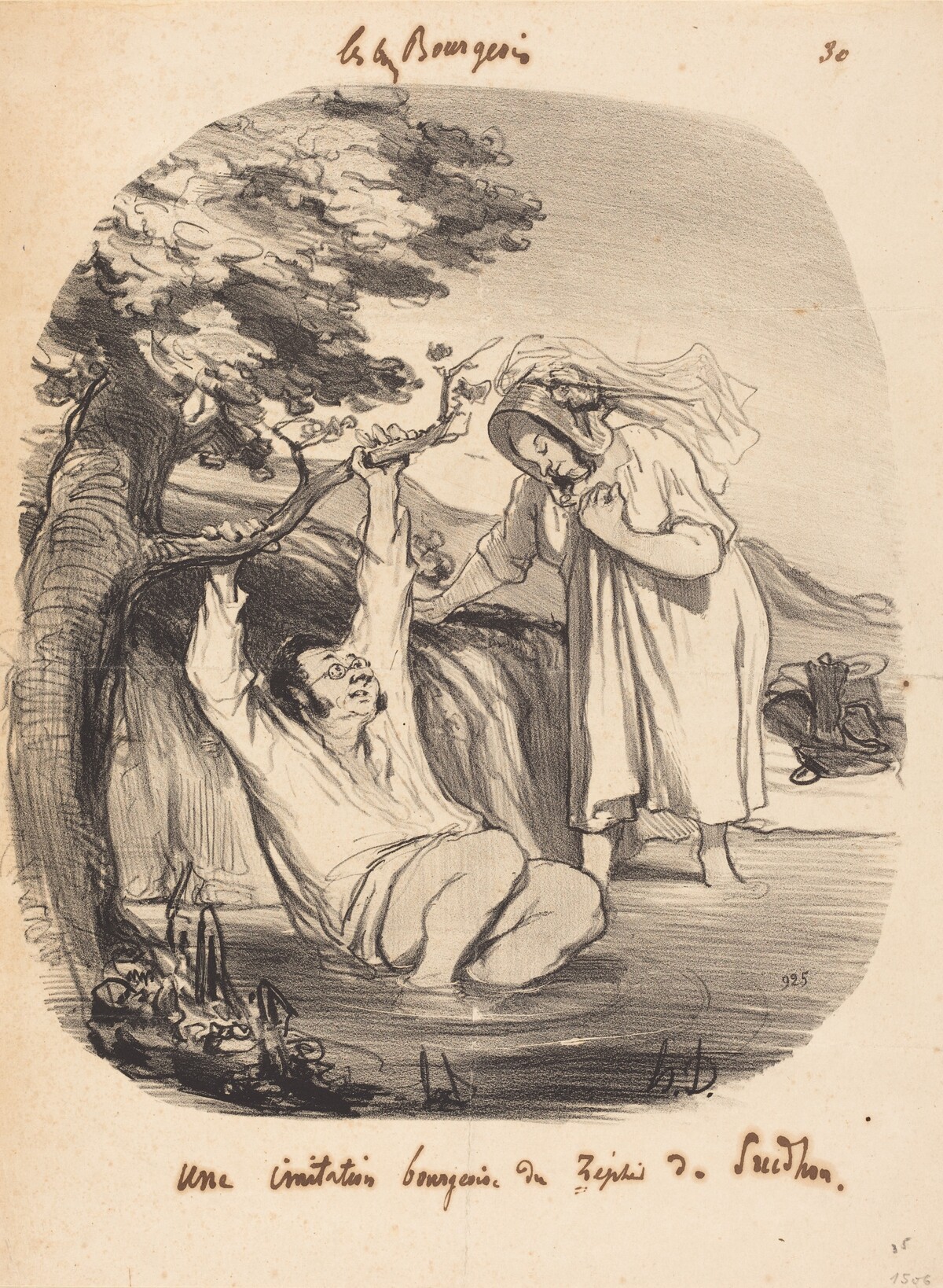 Une Imitation bourgeoise du Zéphir de Prudhon by Honoré Daumier