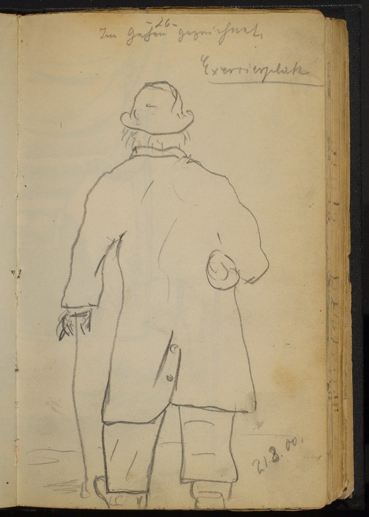 Man with a Bundle under His Arm, Walking with a Cane by Max Beckmann