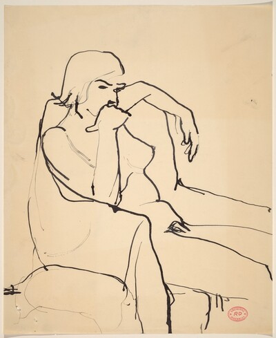 Untitled [seated female nude resting in an armchair]