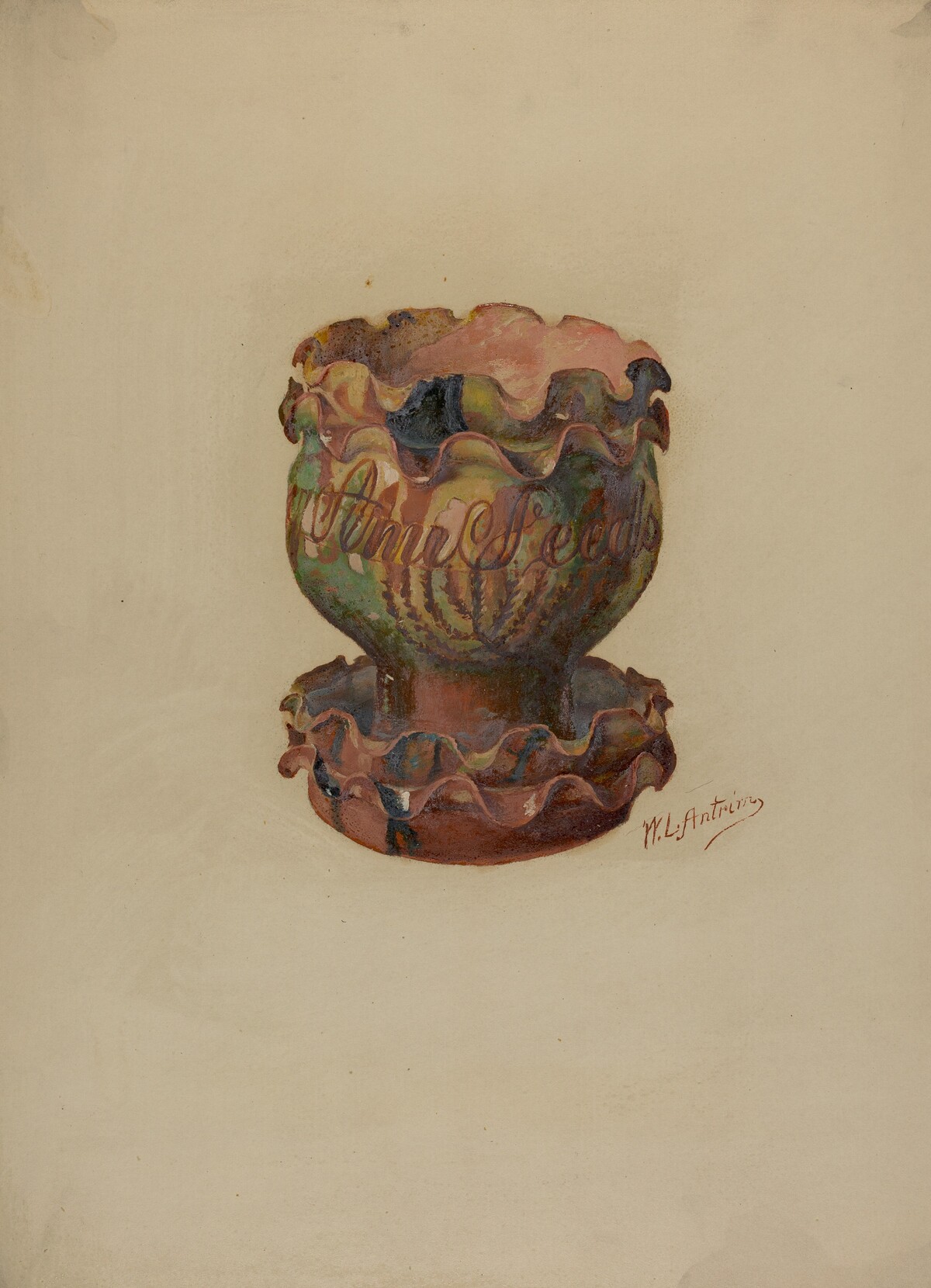 Pa. German Flower Pot and Tray by William L. Antrim