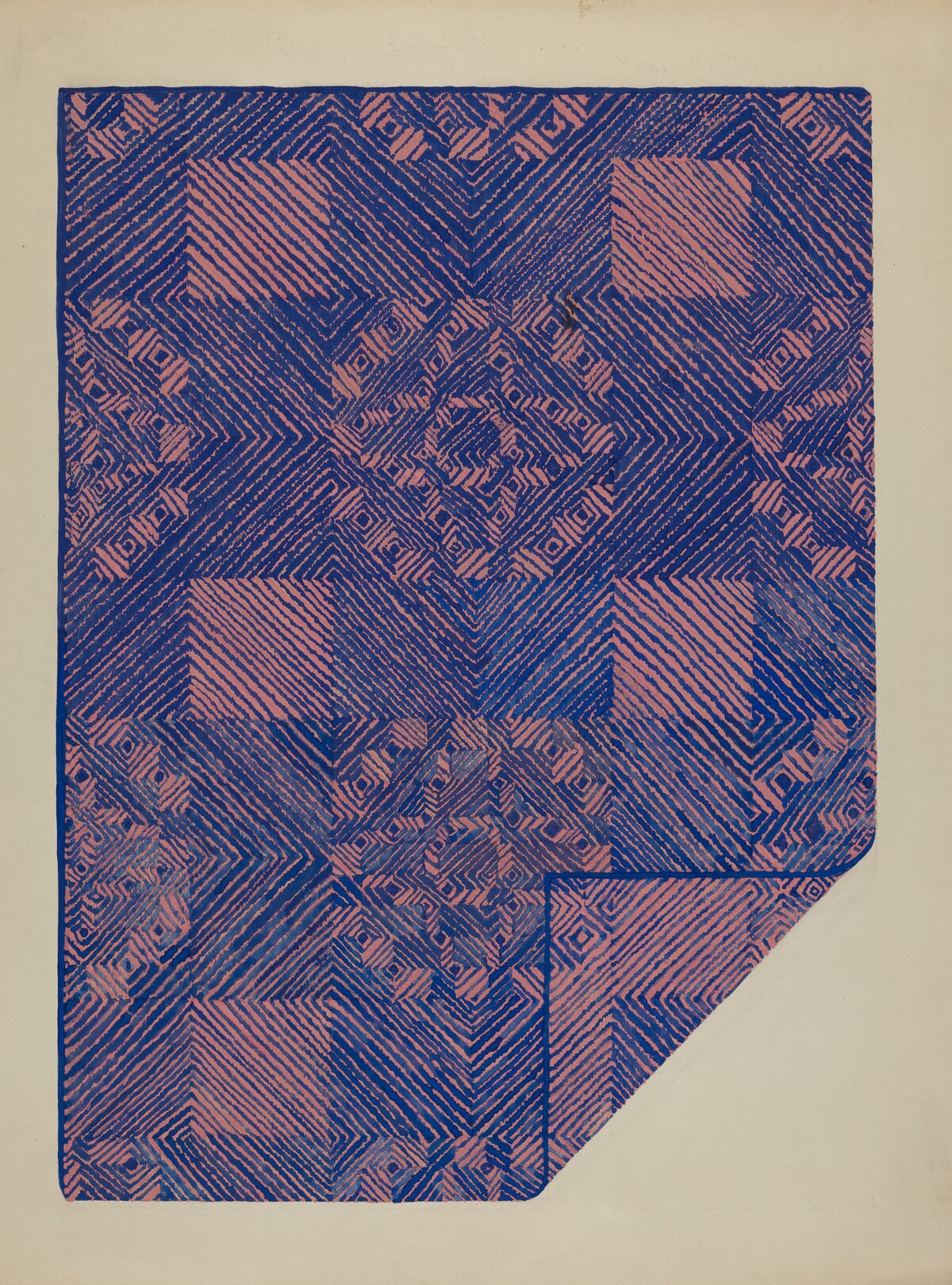 Piece of a Coverlet - Cobalt Blue & Rose by Katherine Hastings