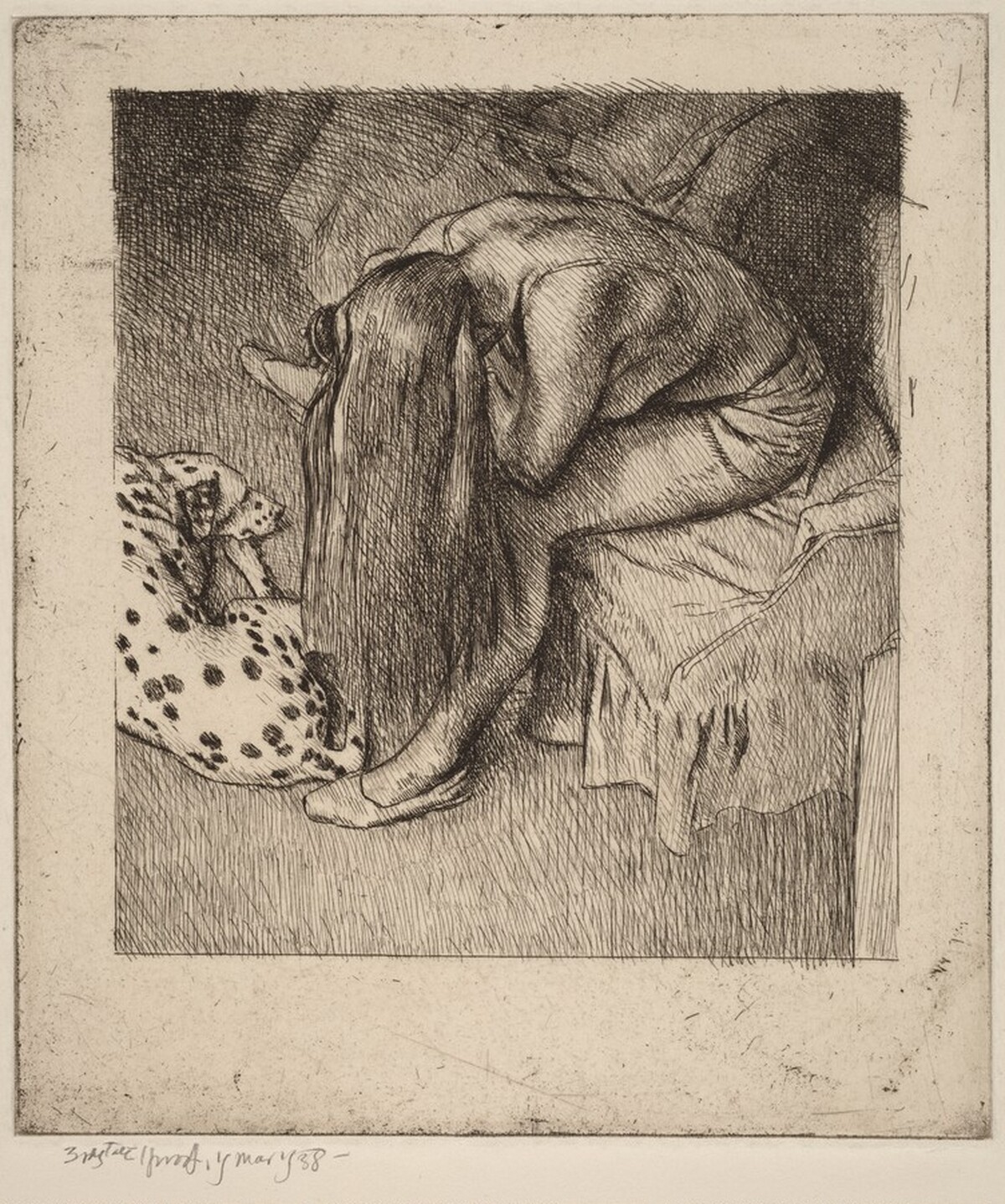 Girl Brushing Her Hair by Robert Austin