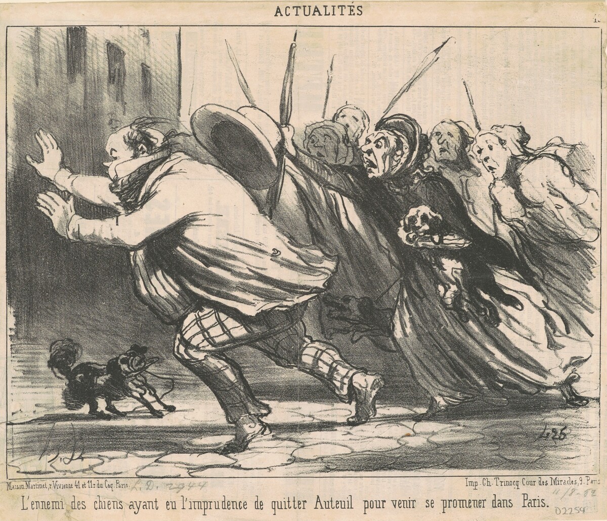 L'ennemi des chiens ayant eu l'imprudence ... by Honoré Daumier