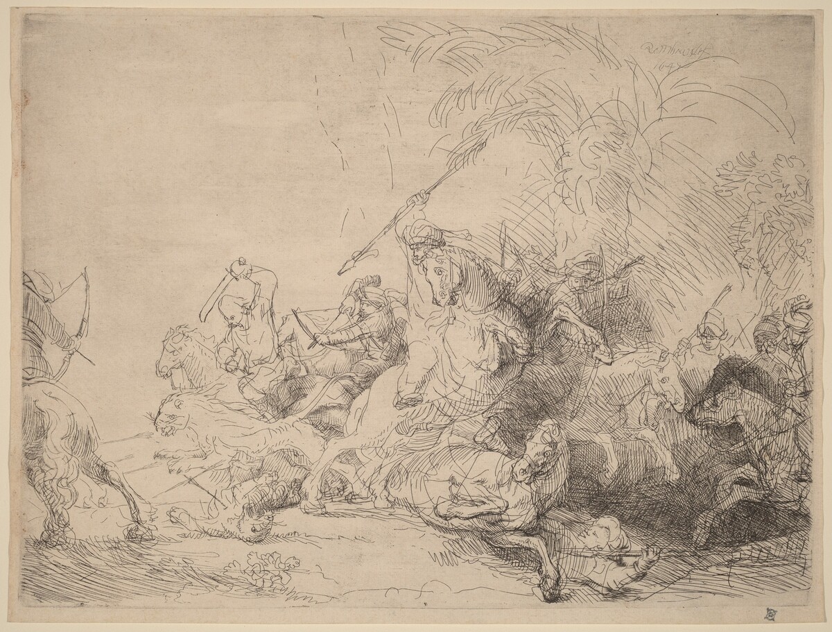The Large Lion Hunt by Rembrandt van Rijn