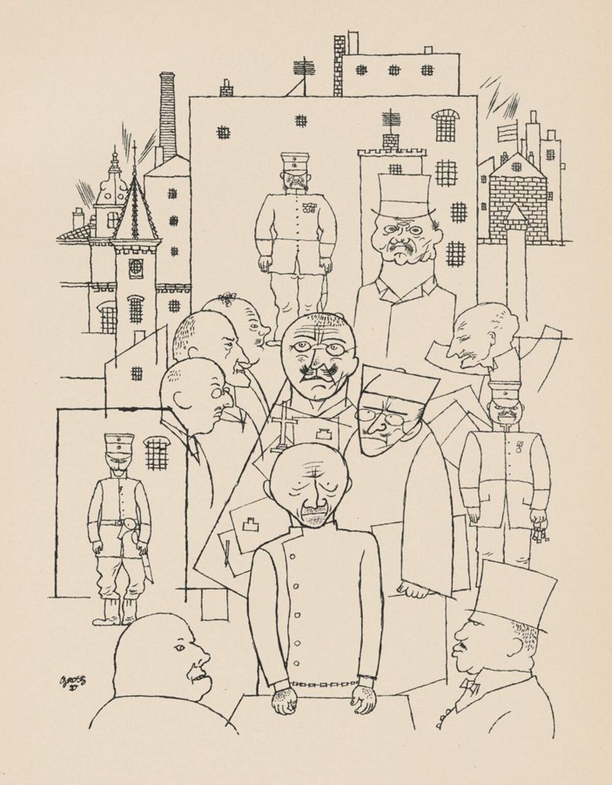 Er hat Hindenburg verspottet (He Made Fun of Hindenburg) from Deutsche Graphiker der Gegenwart (German Printmakers of Our Time) by George Grosz