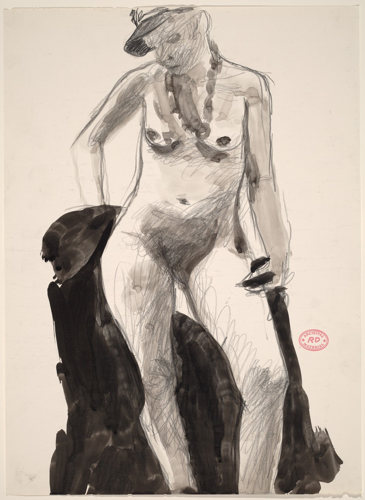 Untitled [standing female nude in cap looking down] by Richard Diebenkorn