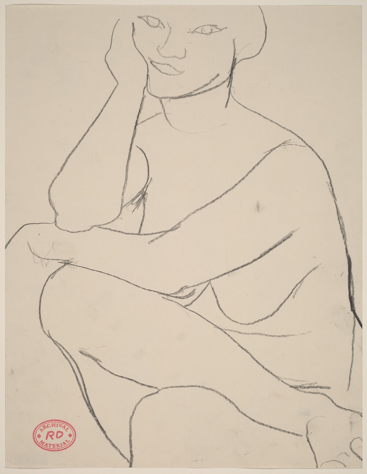 Untitled [seated nude resting her arms on her crossed leg] by Richard Diebenkorn