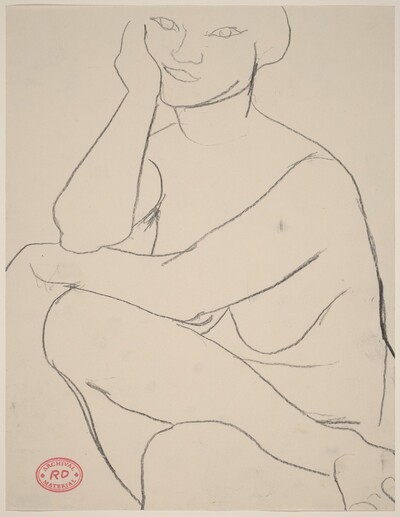 Untitled [seated nude resting her arms on her crossed leg]