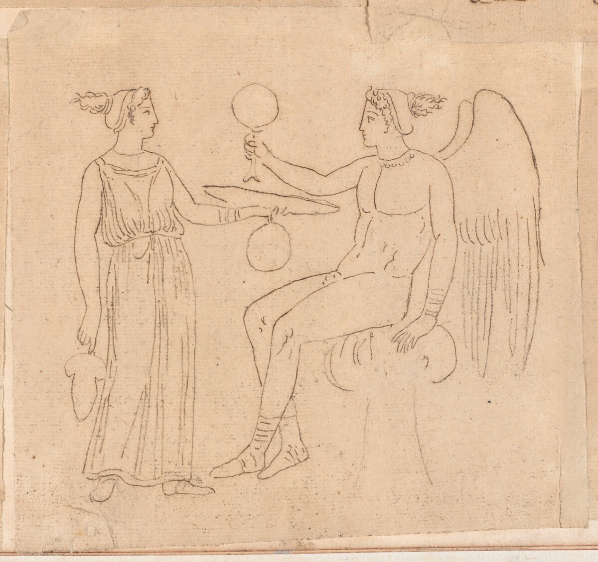 Two Figures with a Mirror by Jacques-Louis David