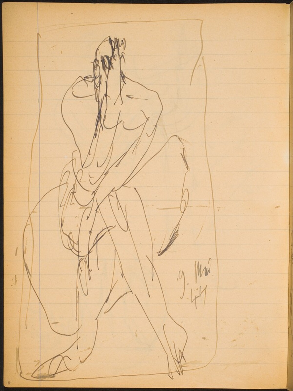 Sitzende Figur mit verdecktem Gesicht (Seated Figure with Covered Face) [p. 8] by Max Beckmann