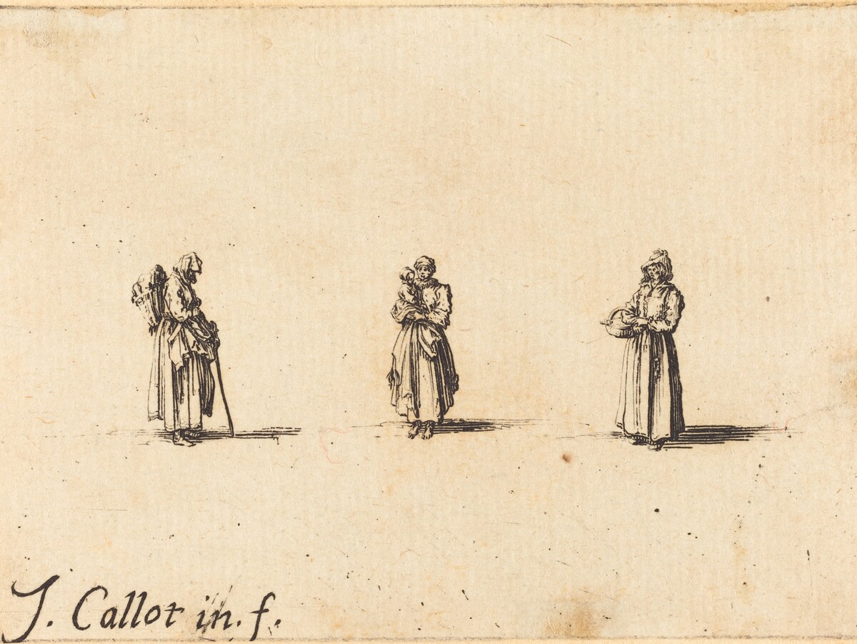 Three Women, One Holding a Child by Jacques Callot