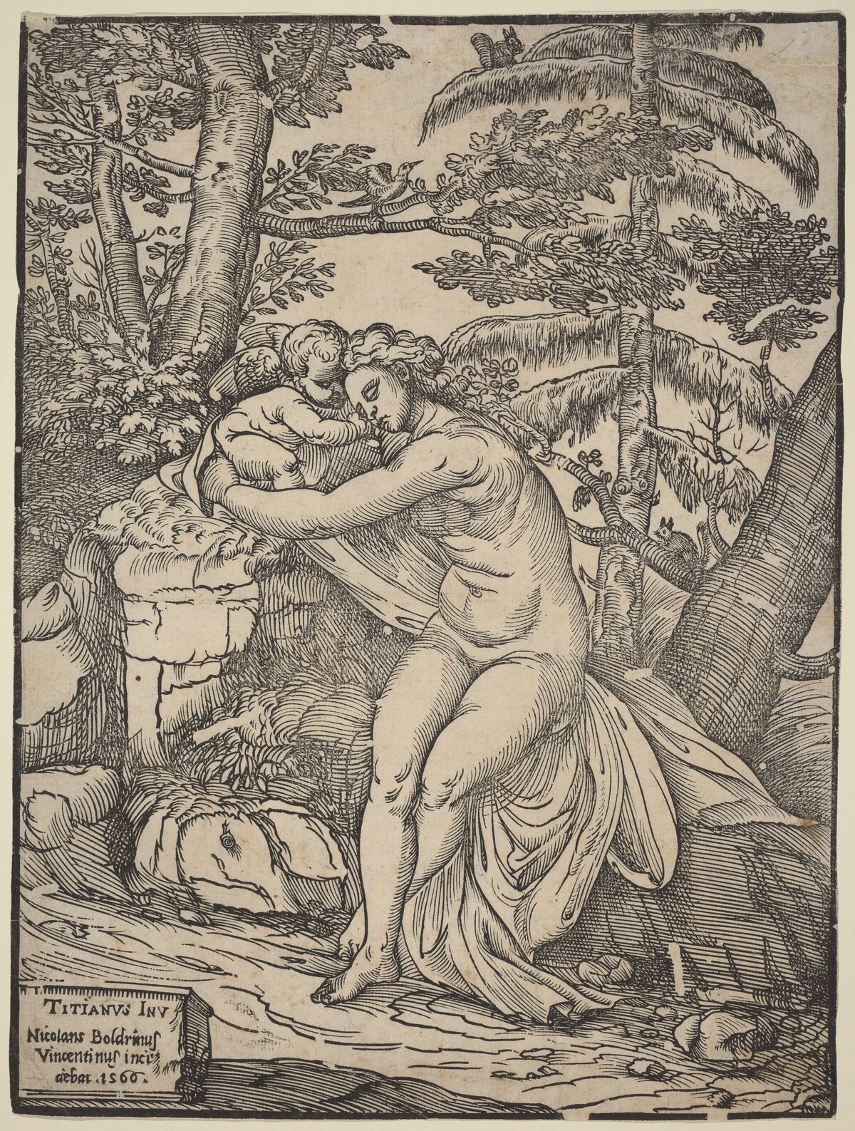 Venus and Cupid by Niccolò Boldrini after Titian