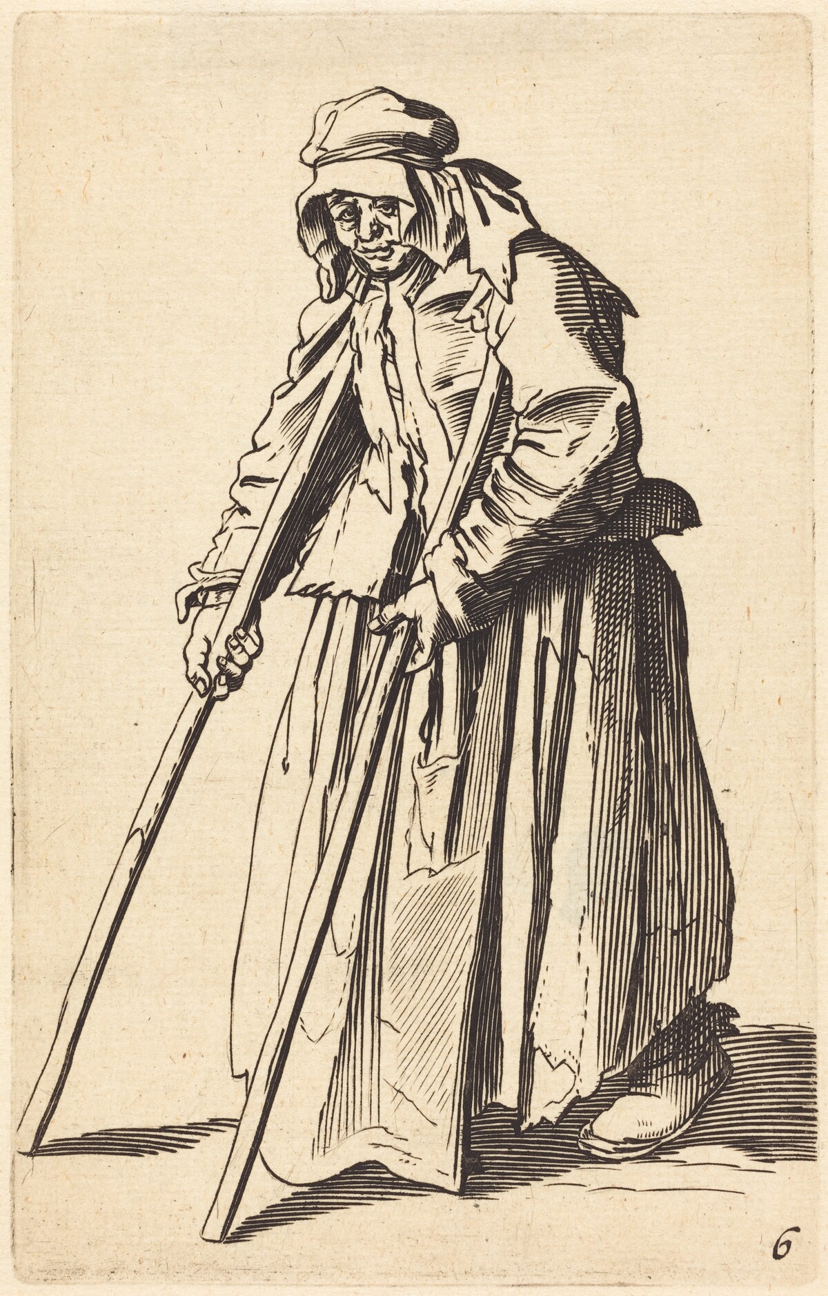 Beggar Woman with Crutches by after Jacques Callot