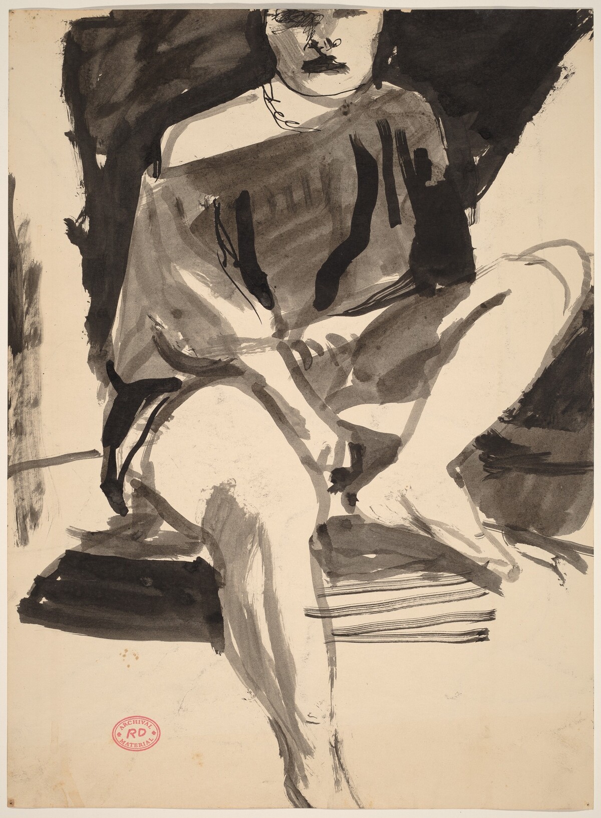 Untitled [seated figure with bare shoulder] [recto] by Richard Diebenkorn