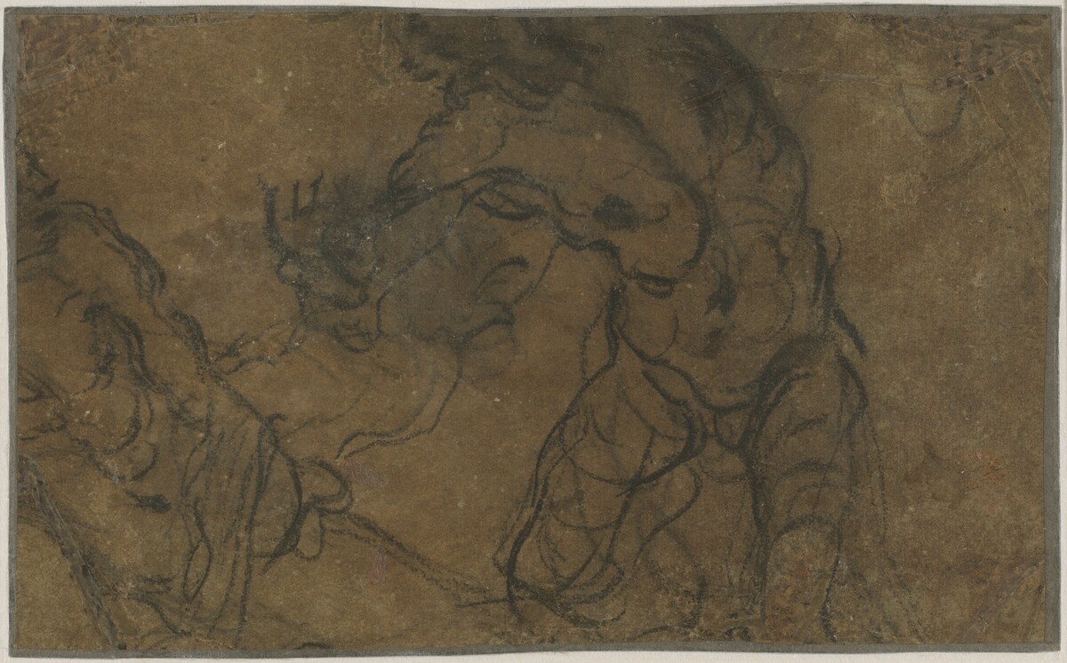 Two Male Figures in Motion (verso) by Domenico Tintoretto