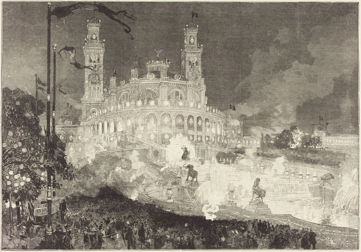 14 Juillet.  Illumination du Palais du Trocadéro by Auguste Lepère