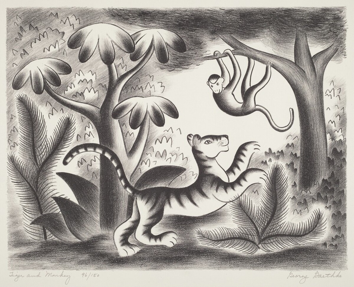 Tiger and Monkey by George Gaethke