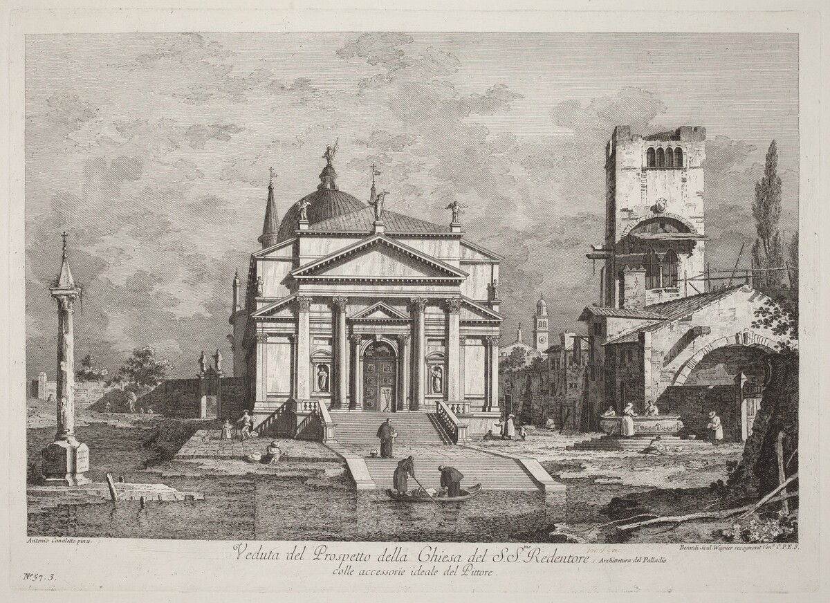 Veduta del Prospetto della Chiesa del SS. Redentore by Fabio Berardi after Canaletto