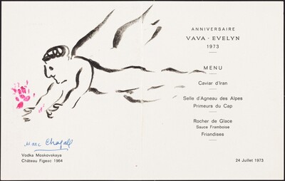 Birthday Menu with a Drawing of an Angel