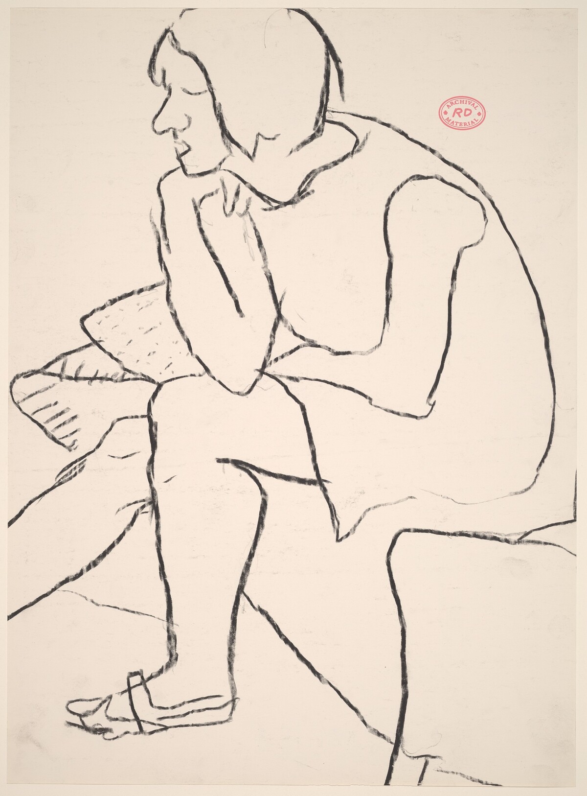 Untitled [female model seated at the edge of a bed] by Richard Diebenkorn