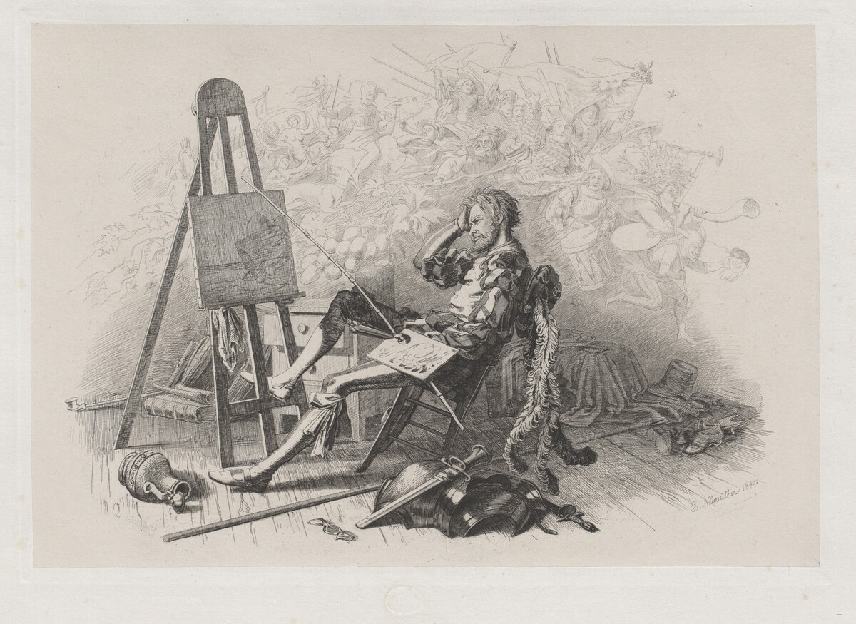 Morning after the Masked Ball: Emil Theodor Richter at His Easel by Eugen Napoleon Neureuther