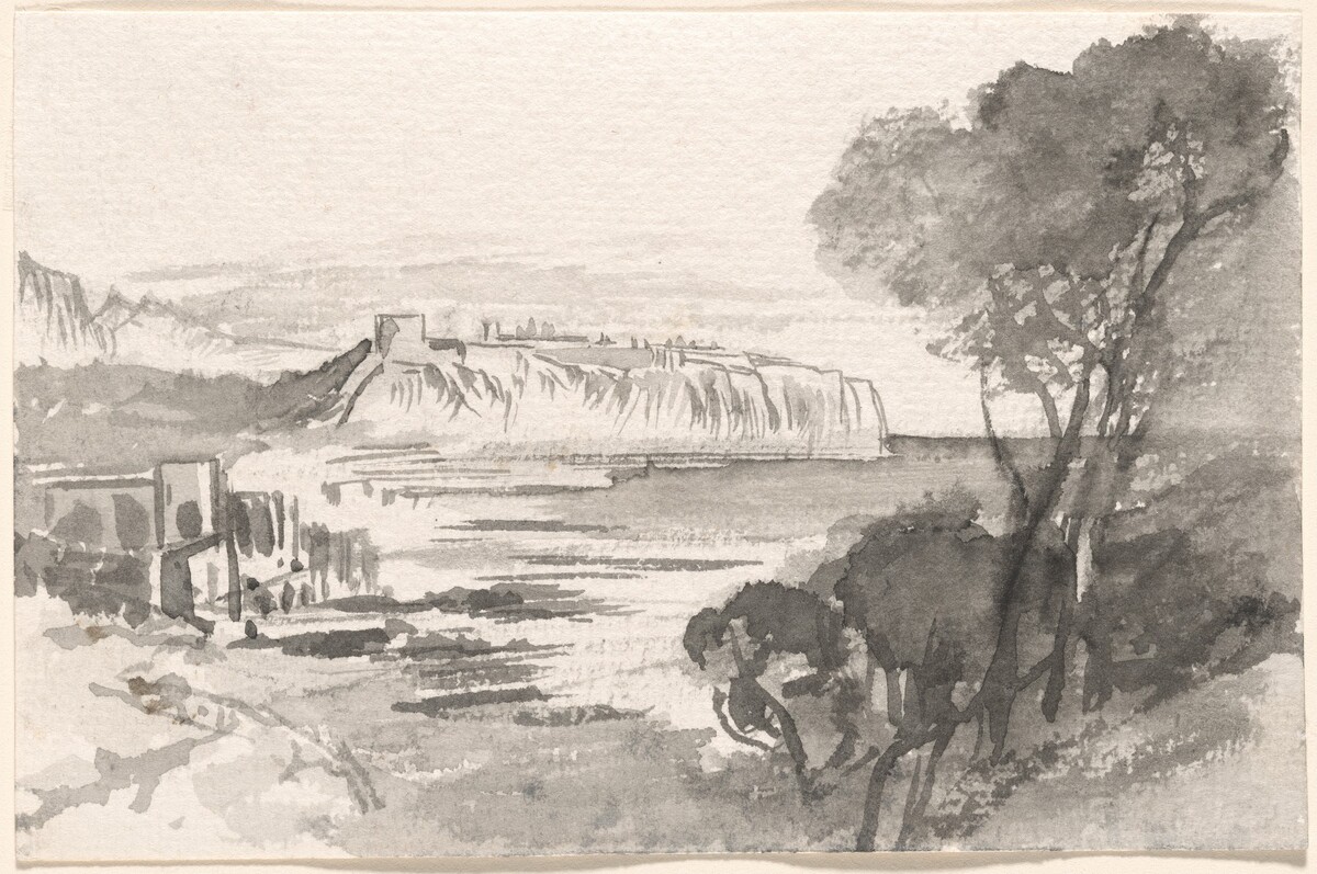 View across a Bay (Monaco) by Edward Lear