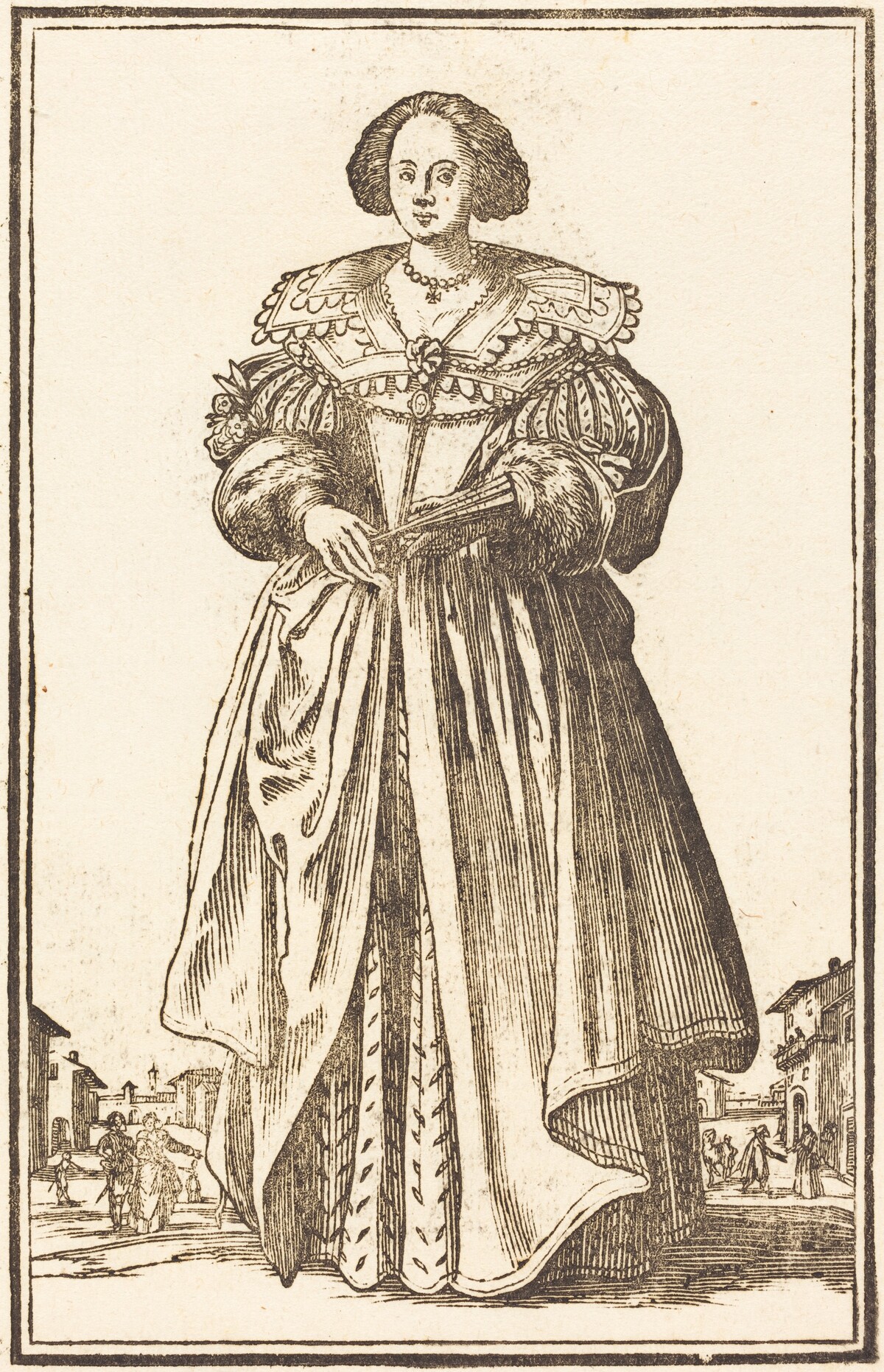 Noble Woman with Fan by after Jacques Callot
