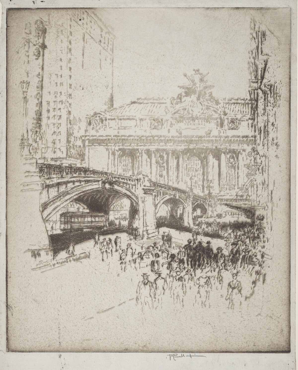 The Approach to the Grand Central, New York by Joseph Pennell