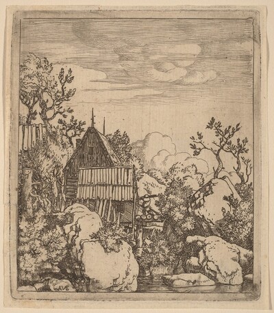 Man on a Small Wooden Bridge