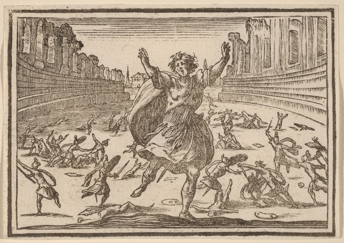Skirmish in a Roman Circus by Edouard Eckman after Jacques Callot