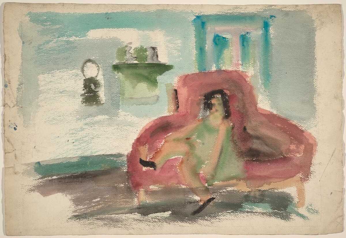 Woman Seated on a Red Sofa [recto] by Mark Rothko