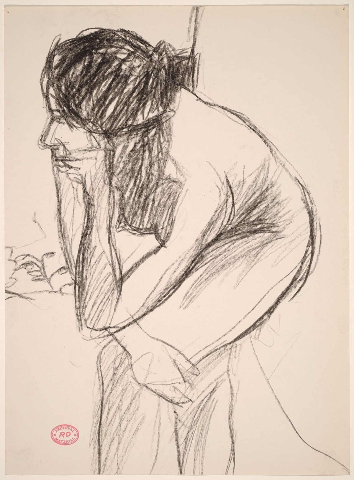 Untitled [nude resting her elbow on her left knee] by Richard Diebenkorn