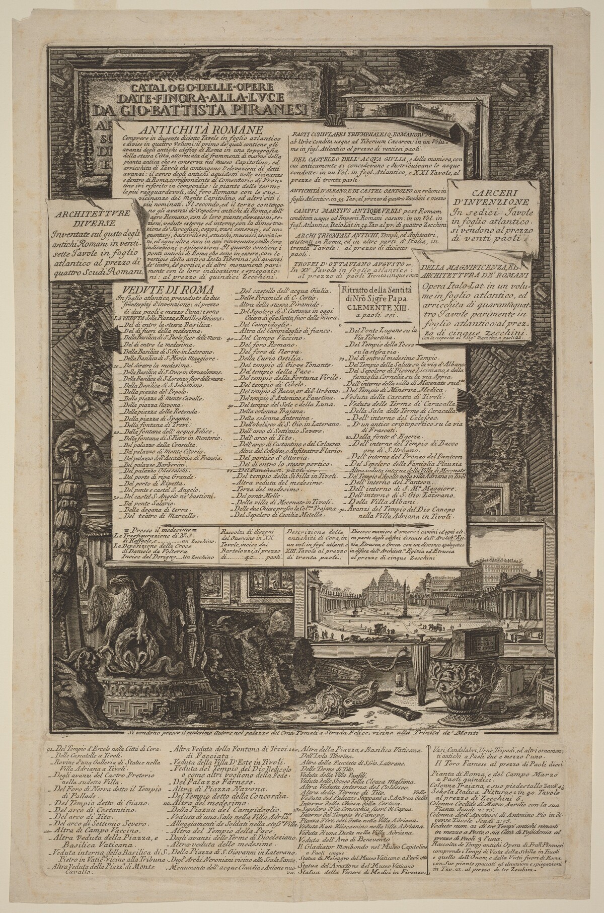 Catalogo delle Opere Date Finora Alla Lvce Da Gio Battista Piranesi by Giovanni Battista Piranesi and Francesco Piranesi (authors)